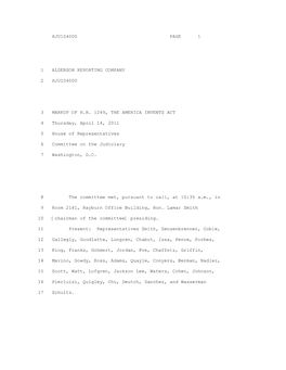 House Judiciary Mark-Up Transcript