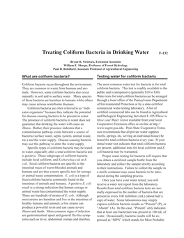 Treating Coliform Bacteria in Drinking Water F-132