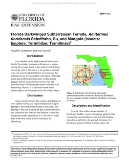 Florida Darkwinged Subterranean Termite, Amitermes Floridensis Scheffrahn, Su, and Mangold (Insecta: Isoptera: Termitidae: Termitinae)1