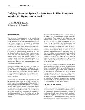 Space Architecture in Film Environ- Ments: an Opportunity Lost