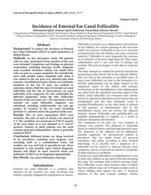 Incidence of External Ear Canal Folliculitis