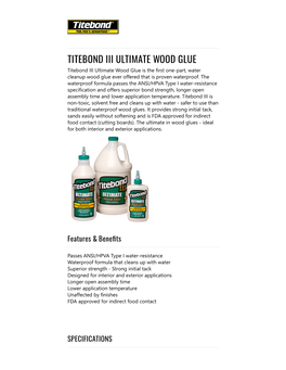 Titebond Iii Ultimate Wood Glue
