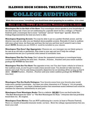 College Auditions