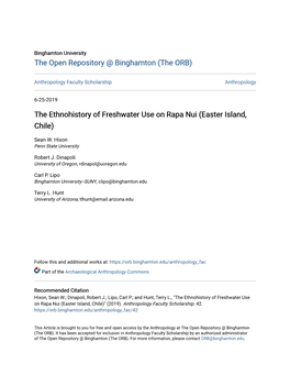 The Ethnohistory of Freshwater Use on Rapa Nui (Easter Island, Chile)