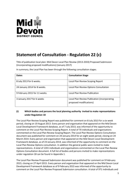 Statement of Consultation - Regulation 22 (C)