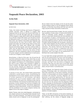 Nagasaki Peace Declaration, 2003