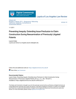 Extending Issue Preclusion to Claim Construction During Reexamination of Previously Litigated Patents