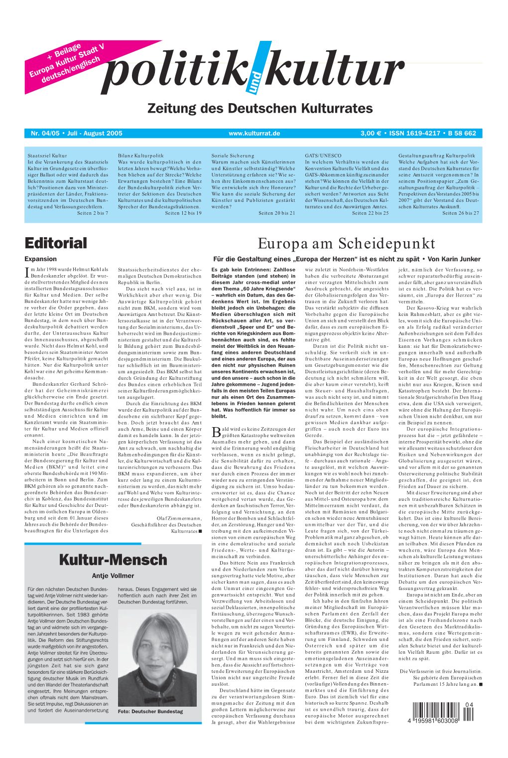 Kultur-Mensch Europa Am Scheidepunkt Editorial