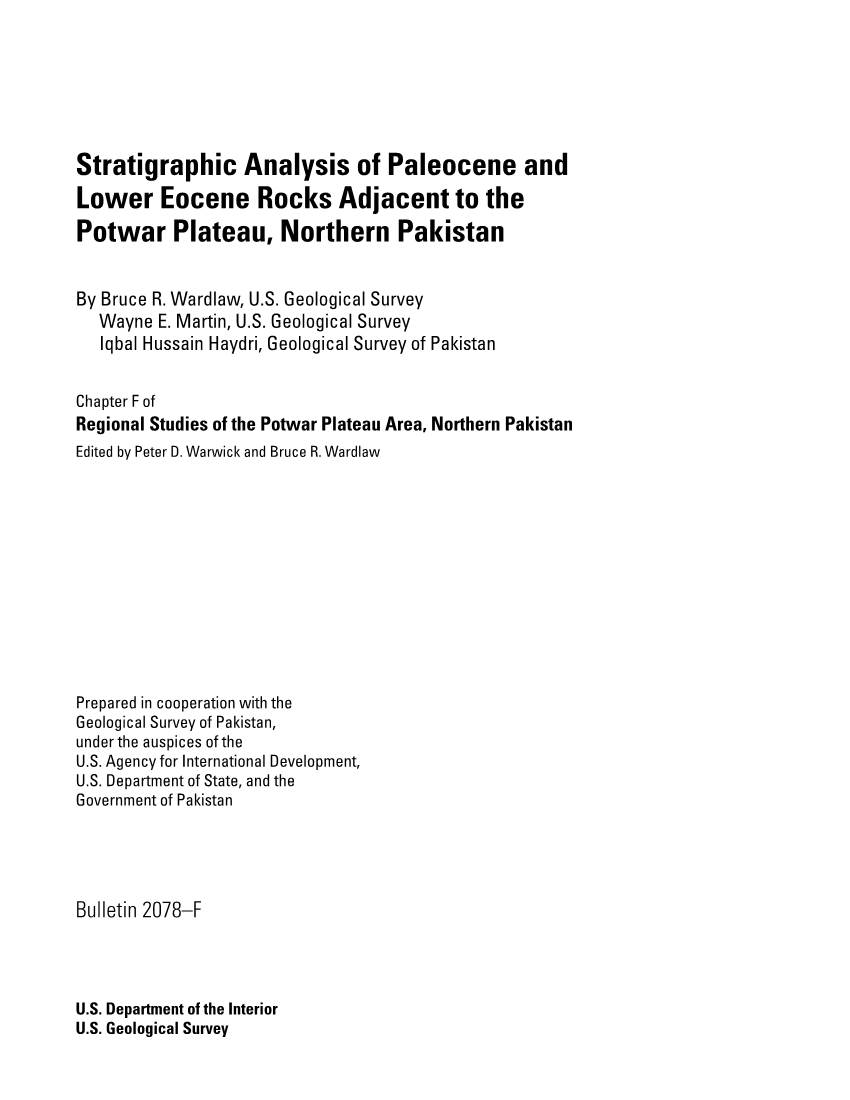 Stratigraphic Analysis of Paleocene and Lower Eocene Rocks Adjacent to the Potwar Plateau, Northern Pakistan