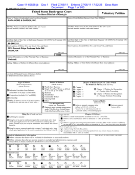 United States Bankruptcy Court Voluntary Petition