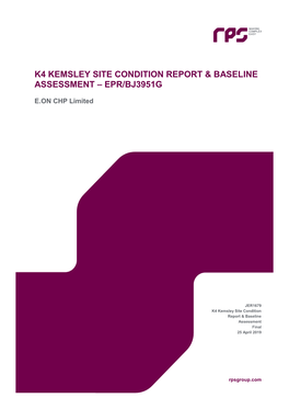 K4 Kemsley Site Condition Report & Baseline Assessment – Epr/Bj3951g
