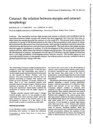 The Relation Between Myopia and Cataract Morphology