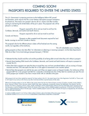 Passports Required to Enter the United States