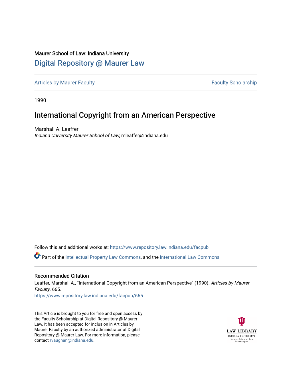International Copyright from an American Perspective