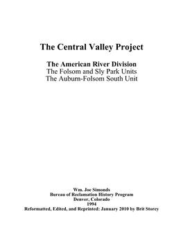 Central Valley Project, Folsom and Sly Park Unit, California