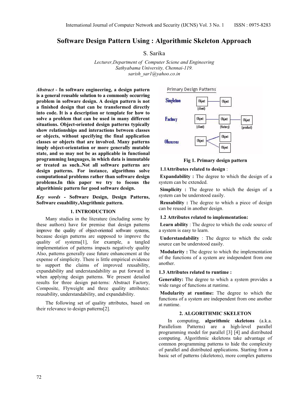 Software Design Pattern Using : Algorithmic Skeleton Approach S