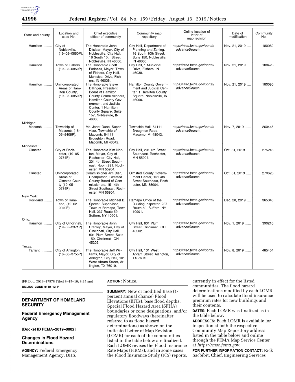 Federal Register/Vol. 84, No. 159/Friday, August 16, 2019/Notices