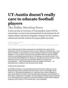 UT-Austin Doesn't Really Care to Educate Football Players
