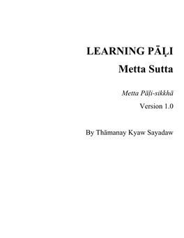 LEARNING PĀḶI Metta Sutta