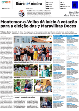 Montemor-O-Velho Dá Início À Votação Para a Eleição Das 7 Maravilhas Doces