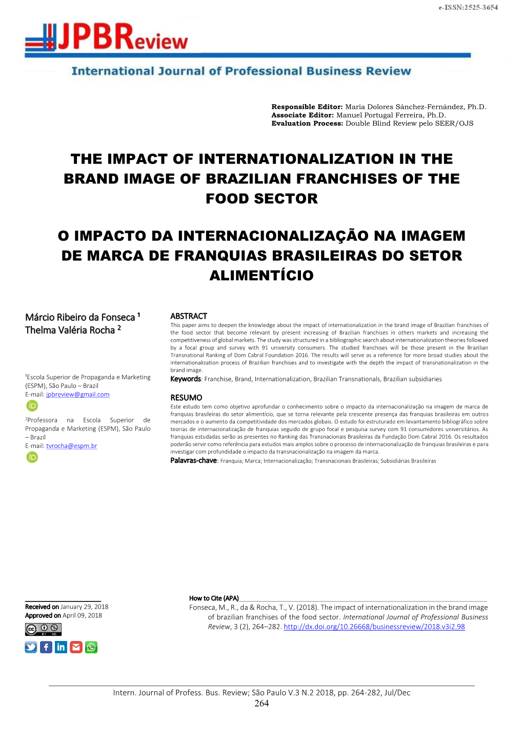 The Impact of Internationalization in the Brand Image of Brazilian Franchises of the Food Sector