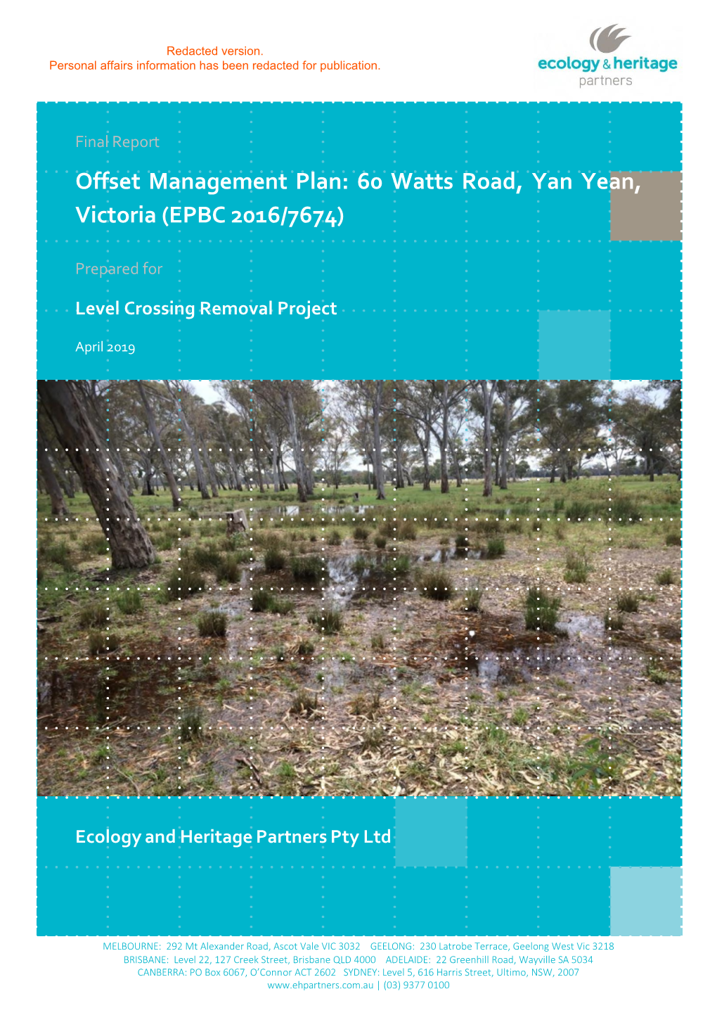Offset Management Plan: 60 Watts Road, Yan Yean, Victoria (EPBC 2016/7674)