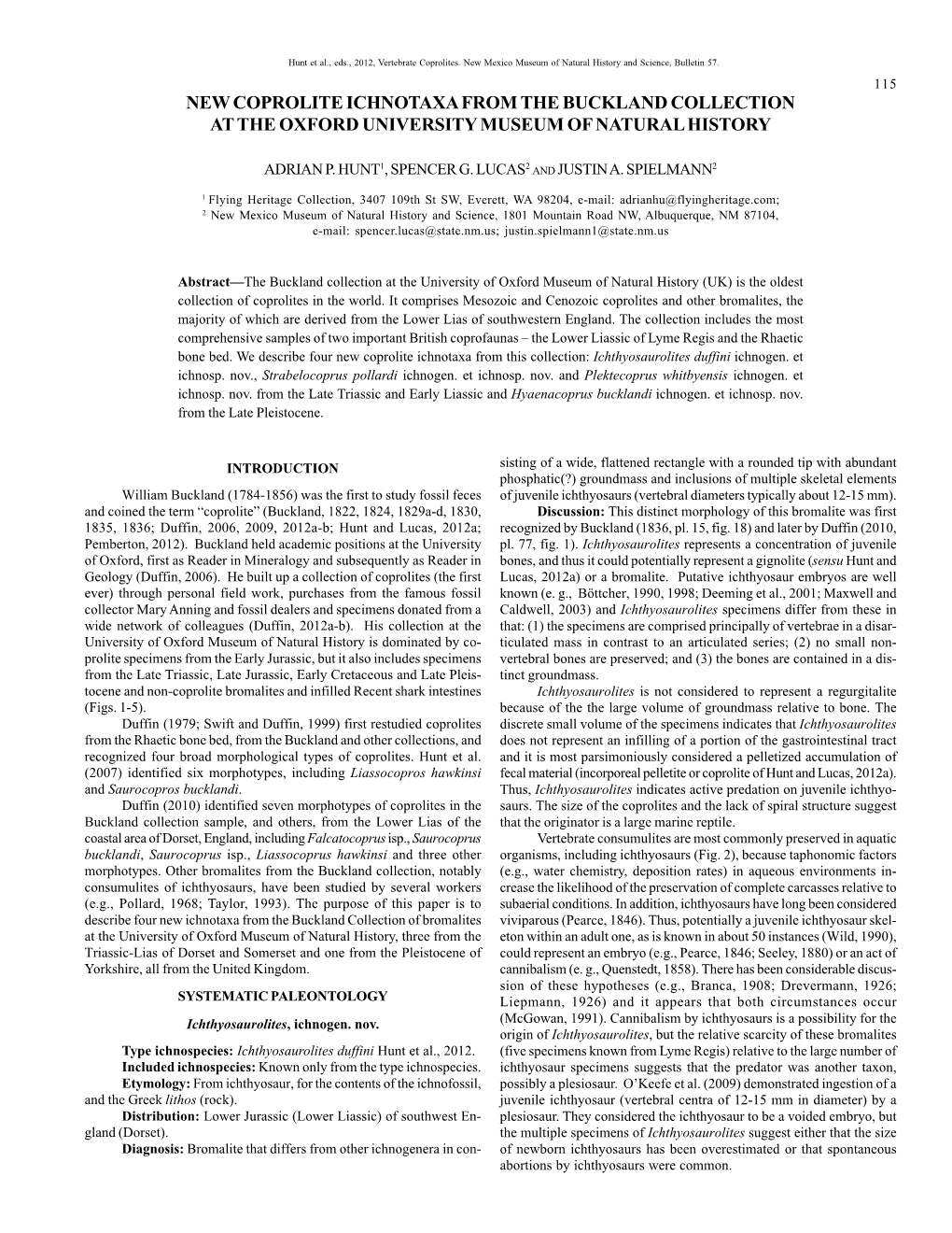 15. New Coprolite Ichnotaxa from the Buckland