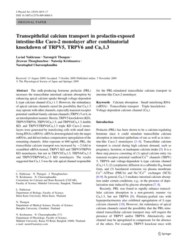 Transepithelial Calcium Transport in Prolactin-Exposed Intestine-Like Caco-2 Monolayer After Combinatorial Knockdown of TRPV5, TRPV6 and Cav1.3