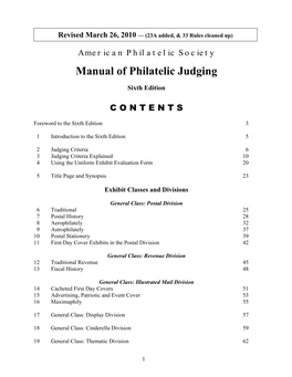 Manual of Philatelic Judging