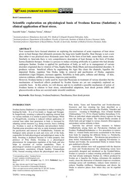 Sudation): a Clinical Application of Heat Stress