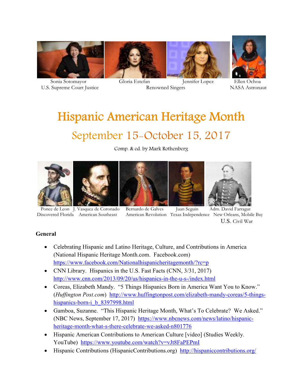Hispanic American Heritage Month September 15-October 15, 2017 Comp