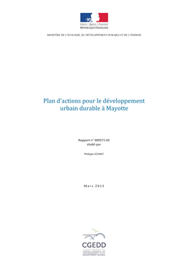 Plan D'actions Pour Le Développement Urbain Durable À Mayotte