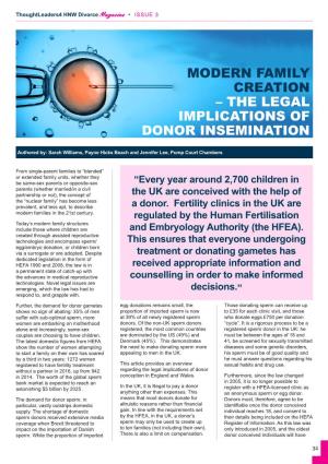 Modern Parenting – Legal Implications of Donor Insemination