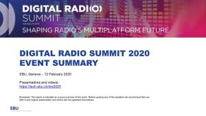 Digital Radio Summit 2020 Event Summary