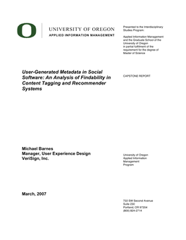User-Generated Metadata in Social Software: an Analysis of Findability in Content Tagging and Recommender Systems