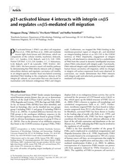 P21-Activated Kinase 4 Interacts with Integrin Αvß5 and Regulates Αvß5
