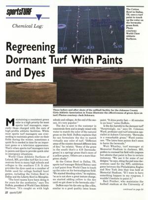 Regreening Dormant Turf with Paints and Dyes