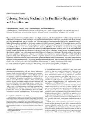 Universal Memory Mechanism for Familiarity Recognition and Identification
