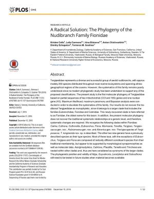 A Radical Solution: the Phylogeny of the Nudibranch Family Fionidae