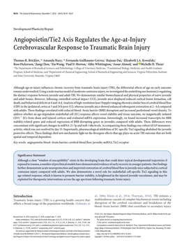 Angiopoietin/Tie2 Axis Regulates the Age-At-Injury Cerebrovascular Response to Traumatic Brain Injury