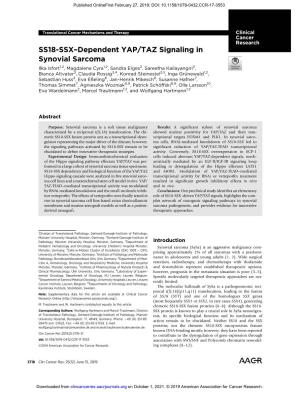 SS18-SSX–Dependent YAP/TAZ Signaling in Synovial Sarcoma