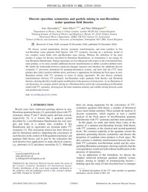Discrete Spacetime Symmetries and Particle Mixing in Non-Hermitian Scalar Quantum Field Theories