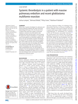 Systemic Thrombolysis in a Patient with Massive Pulmonary Embolism and Recent Glioblastoma Multiforme Resection