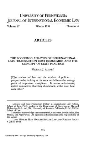 Economic Analysis of International Law: Transaction Cost Economics and the Concept of State Practice
