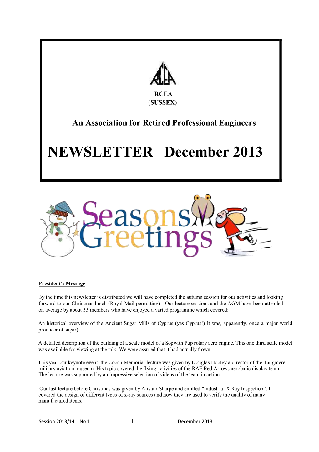 NEWSLETTER December 2013