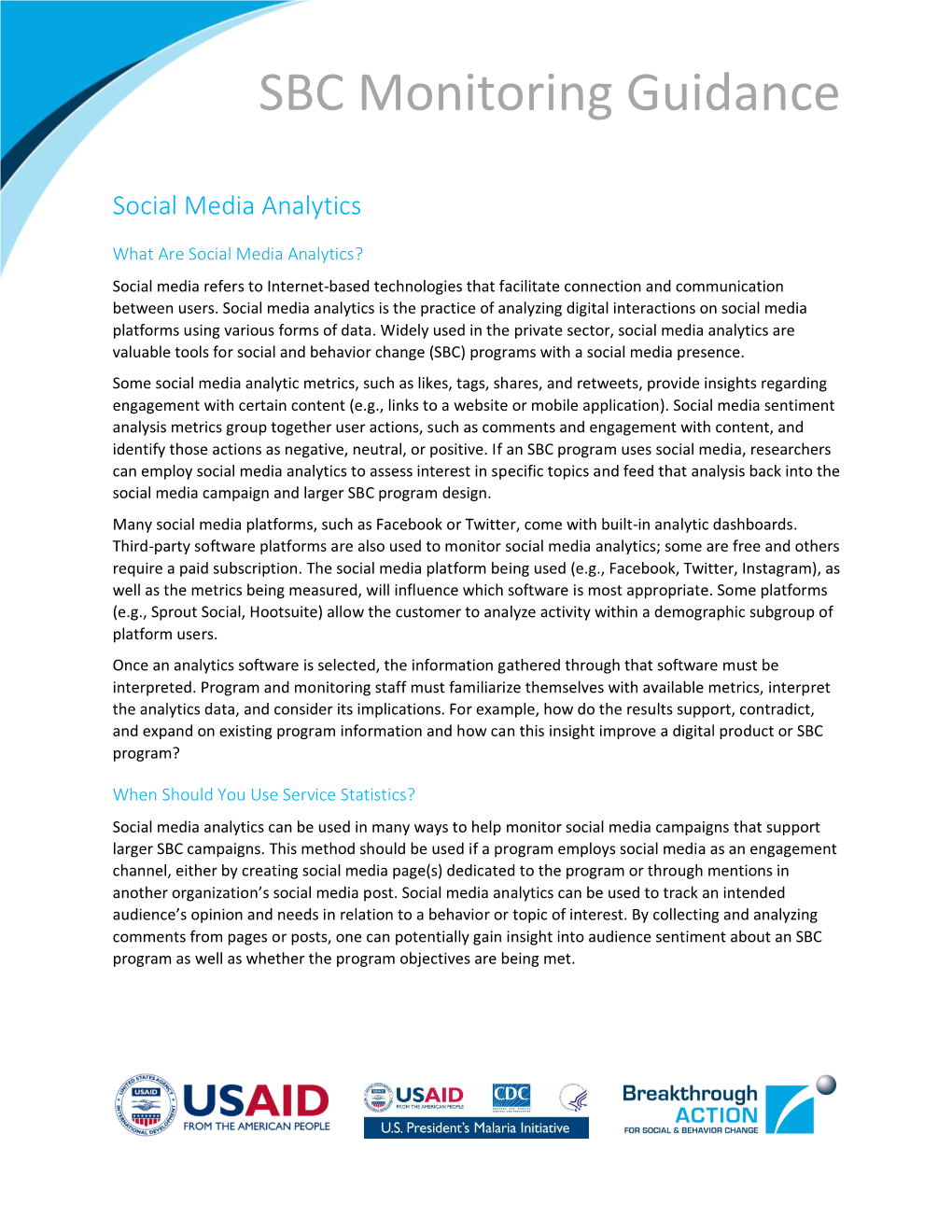 SBC Monitoring Guidance: Social Media Analytics | 2