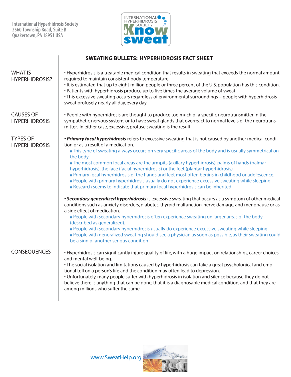 Sweating Bullets: Hyperhidrosis Fact Sheet