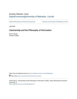 Librarianship and the Philosophy of Information