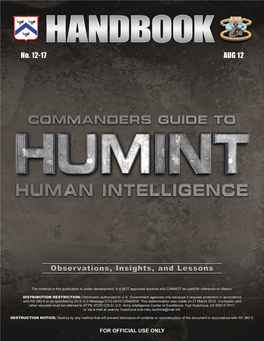 Commanders Guide to Human Intelligence (HUMINT)