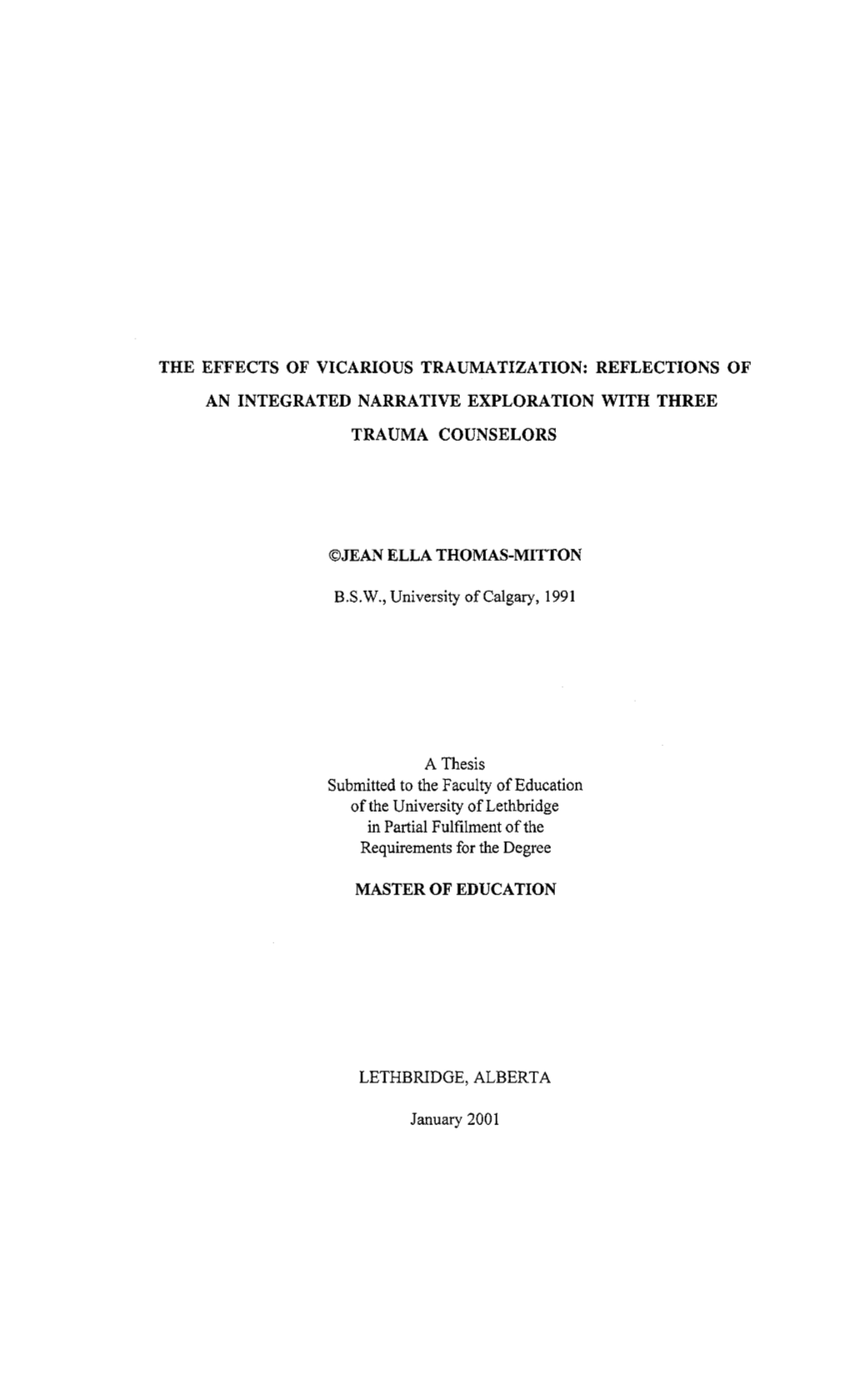 The Effects of Vicarious Traumatization: Reflections Of